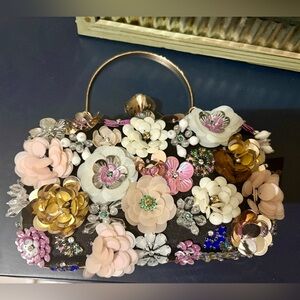Bebe NWT Floral Embellished Handbag